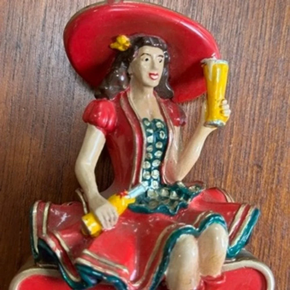 Miller High Life Girl in the Moon Beer Tap Handle Vintage Oak Wood Brass 12